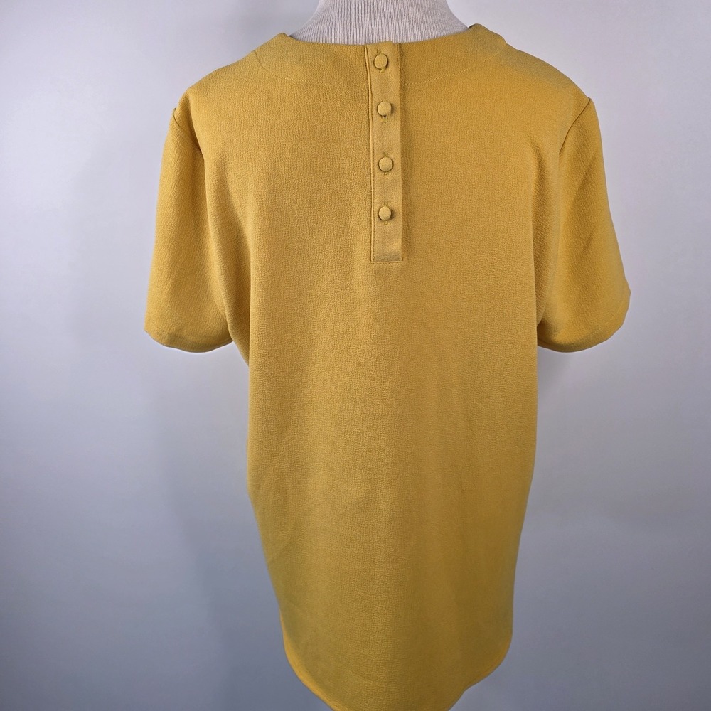 Catherine Malandrino Gold Yellow Blouse Short Sleeve Round Neck Top Size‎ Large - Picture 4 of 9